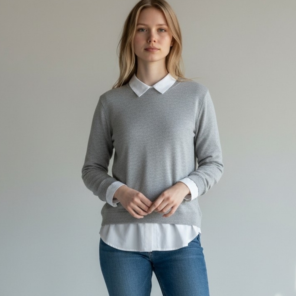 DREW Layered Sweatshirt Trendy Anthropologie Soft Thermal Knit Bohemian Luxe